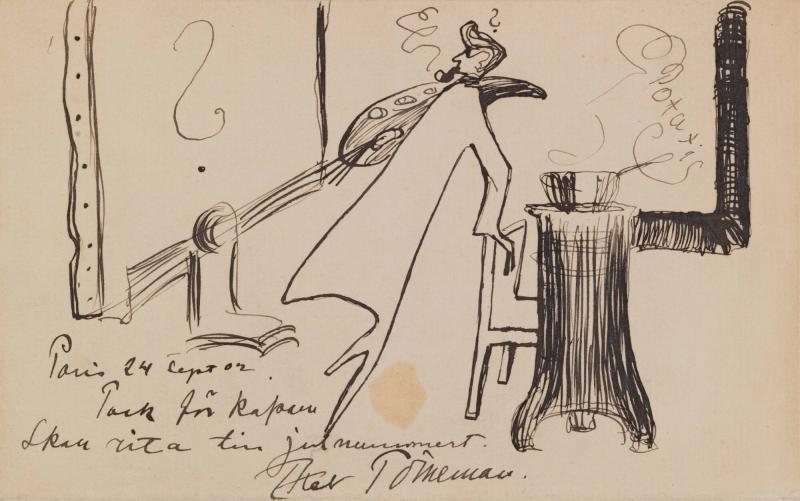 Självporträtt, karikatyr, Paris 1902
