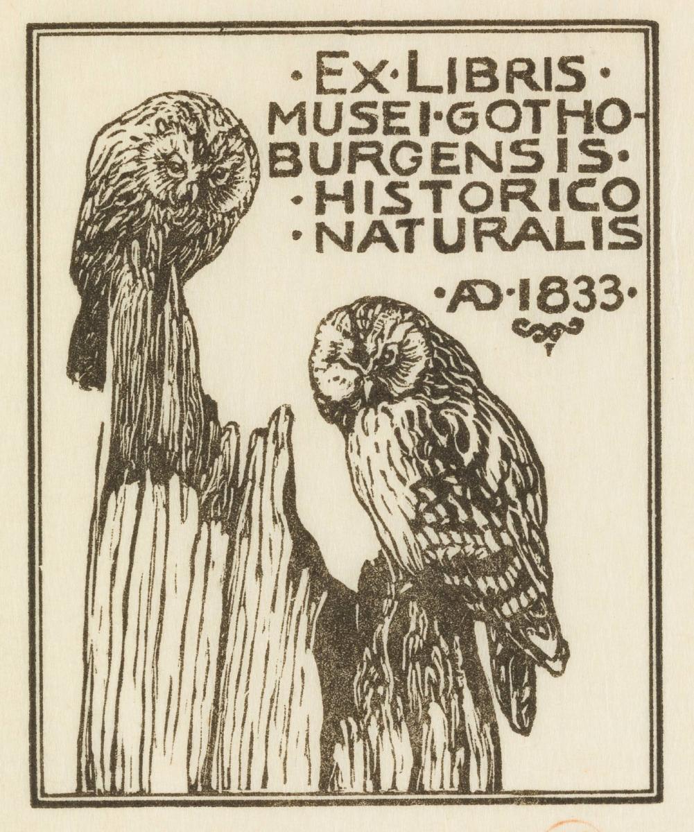 Exlibris Musei Gotoburgensis Historico Naturalis Ad 1833