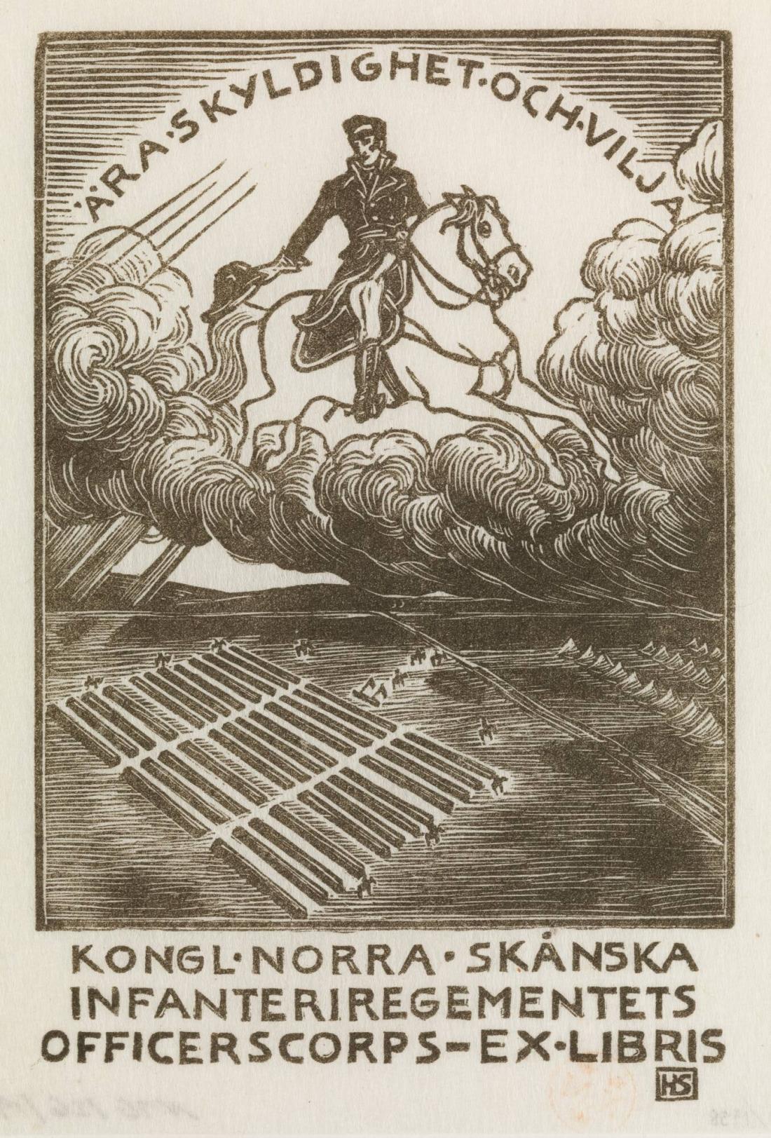 Exlibris Kongl Norra Skånska Infanteriregementets Officerscorps Exlibris