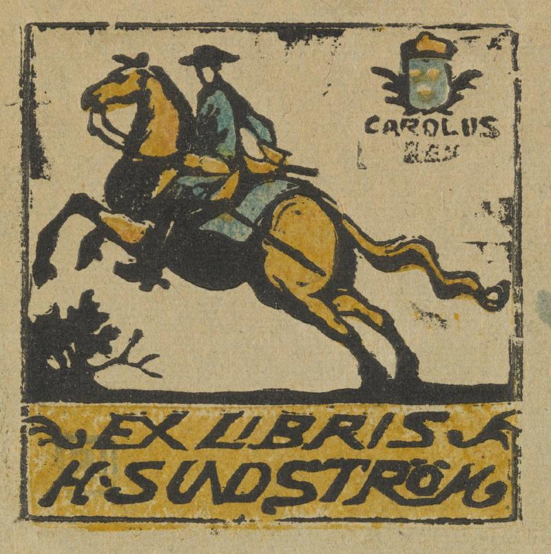 Exlibris H. Sundström (Karl XII till häst)