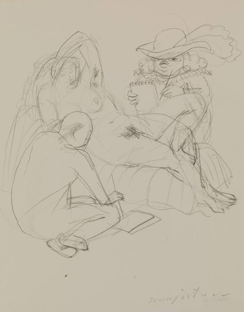 Hokusai och Rembrandt tecknar modell