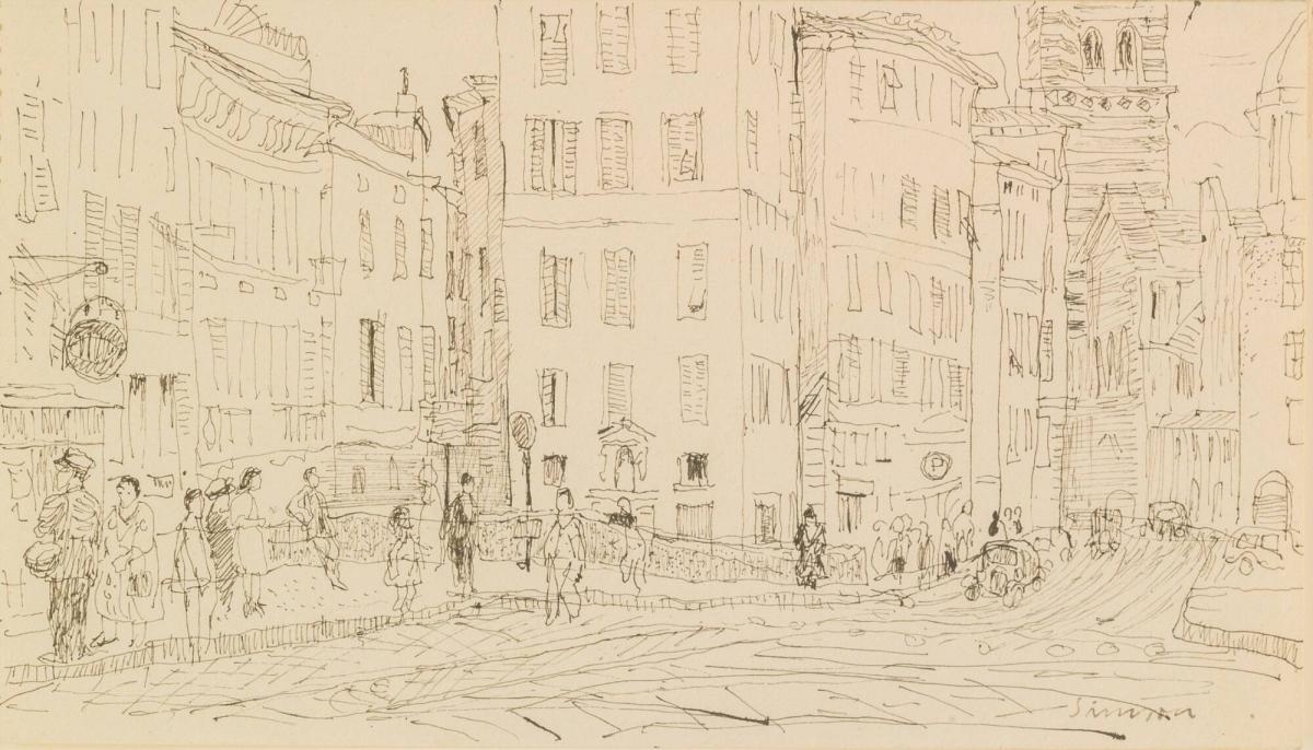 Stadsbild, Genua 1949. Gata i förgrunden