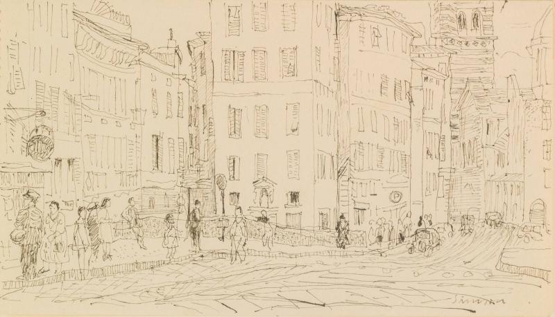 Stadsbild, Genua 1949. Gata i förgrunden