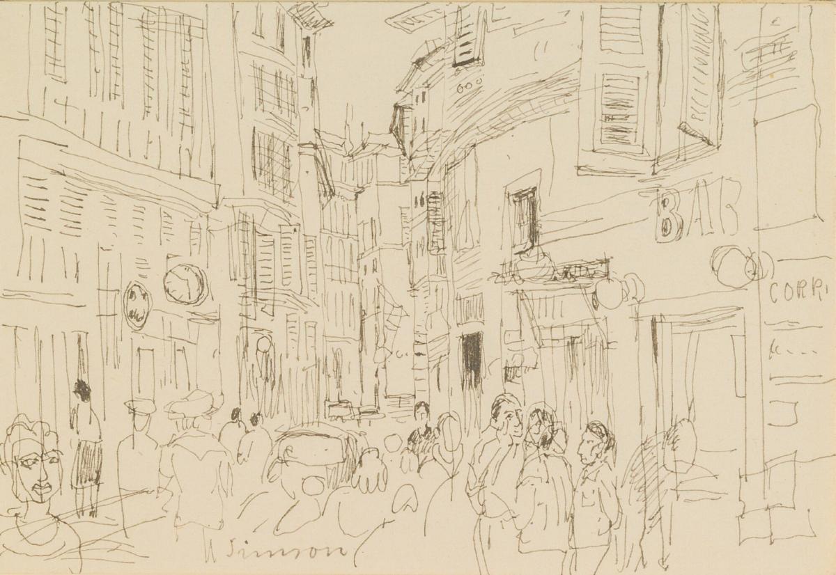 Stadsbild, Genua. Figurer i förgrunden