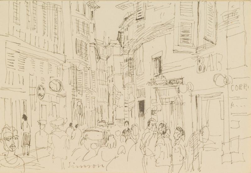 Stadsbild, Genua. Figurer i förgrunden