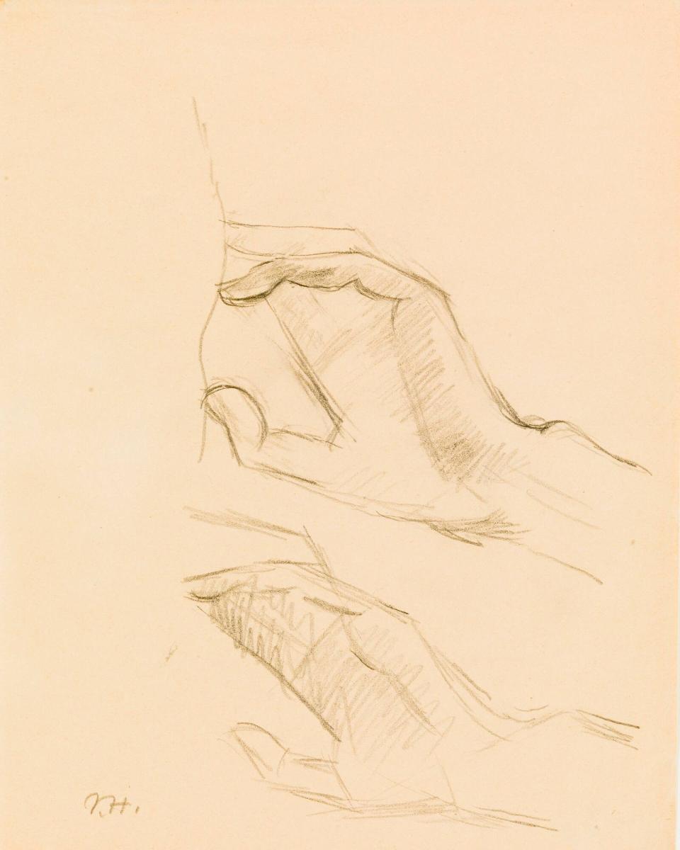Konstnär Henrik Sörensens hand, studie