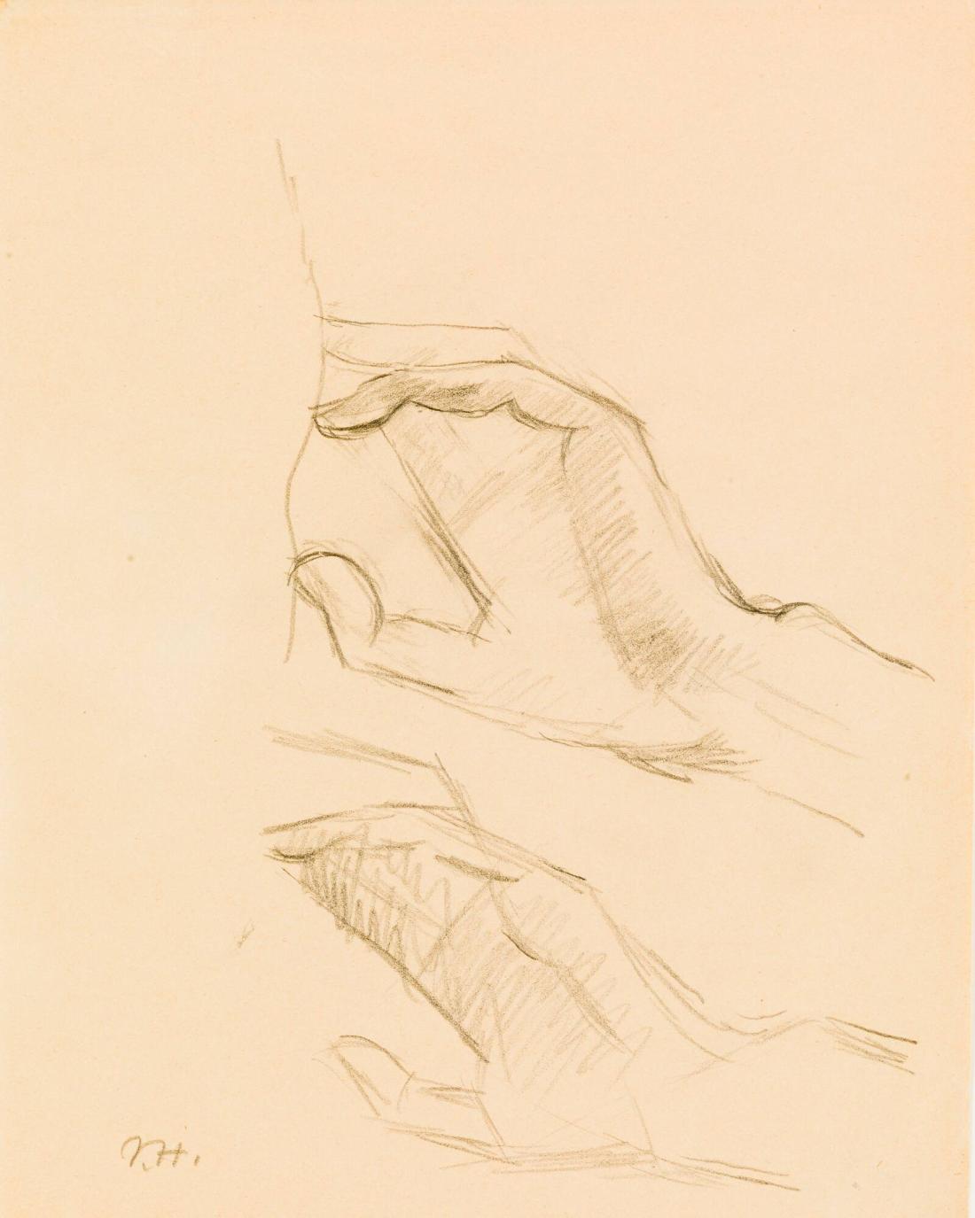 Konstnär Henrik Sörensens hand, studie