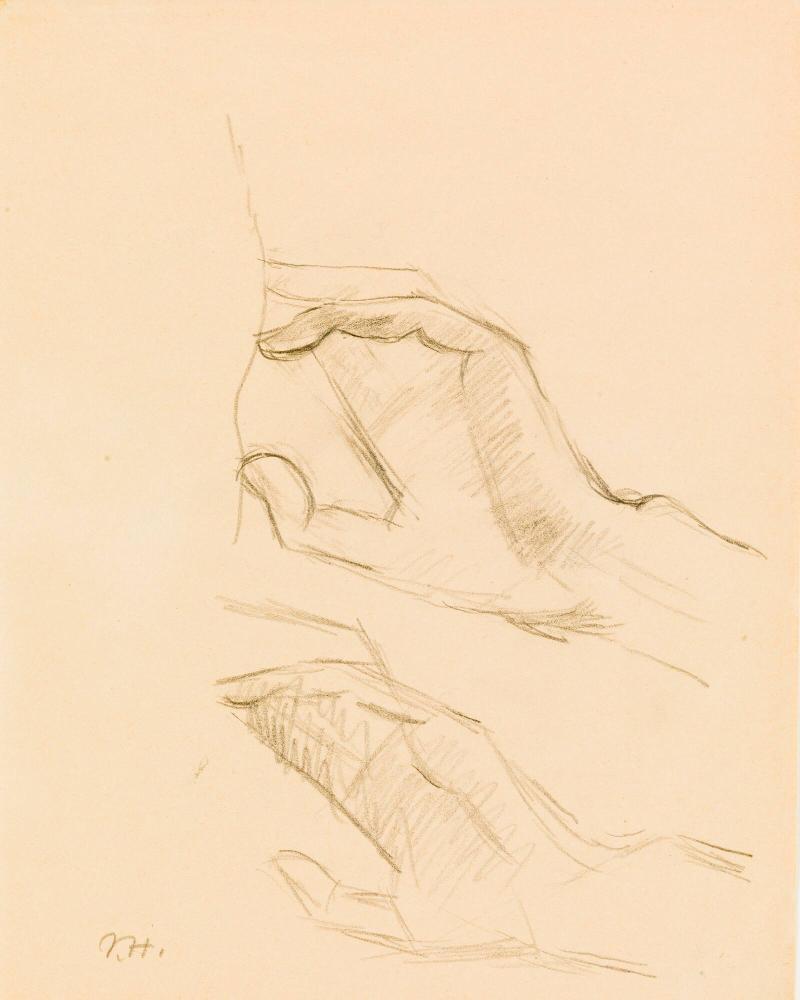 Konstnär Henrik Sörensens hand, studie