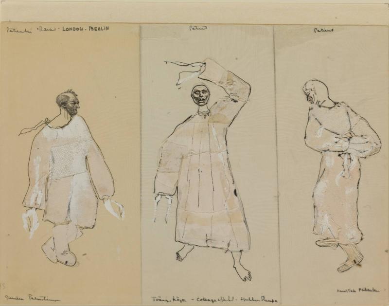 Tre kostymskisser till Peter Weiss 'Marat'