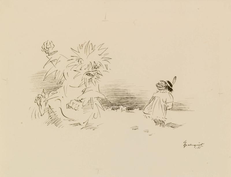 Nordanvinden. Ill. till ur All världens vackra sagor, Bonniers 1955, s. 81