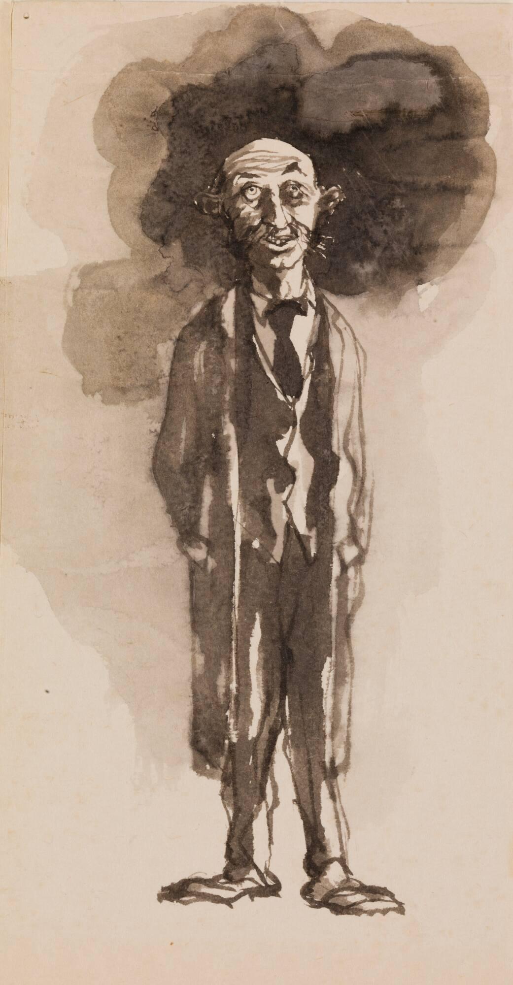 Stående man med mörkt moln