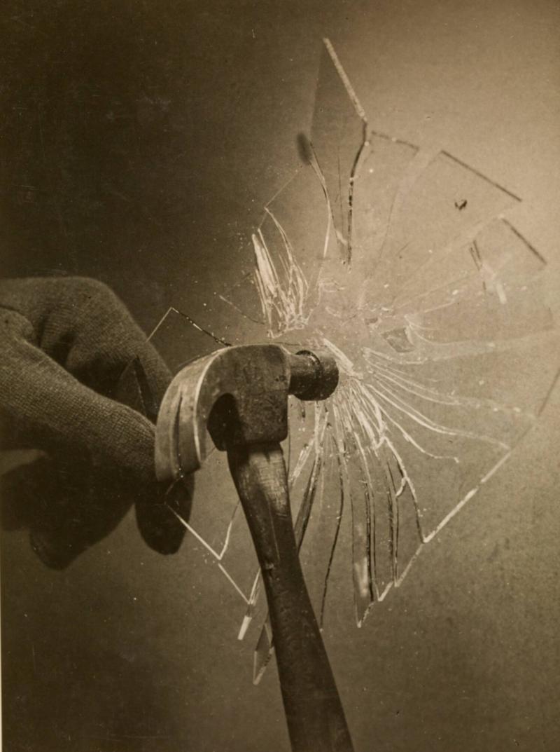 Shattering of a Pane of Glass with a Hammer