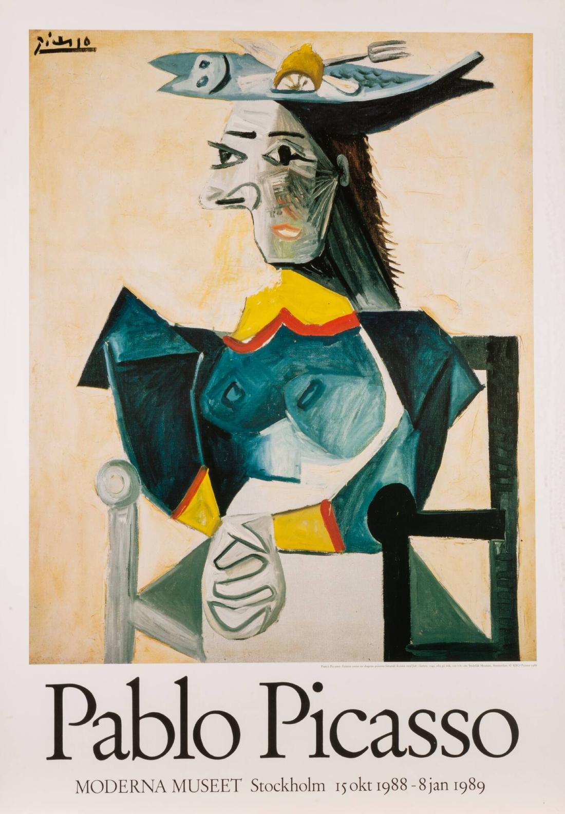 Pablo Picasso Femme assise au chapeau poisson / Sittande kvinna med fisk i  hatten – Alla konstverk – Moderna Museet
