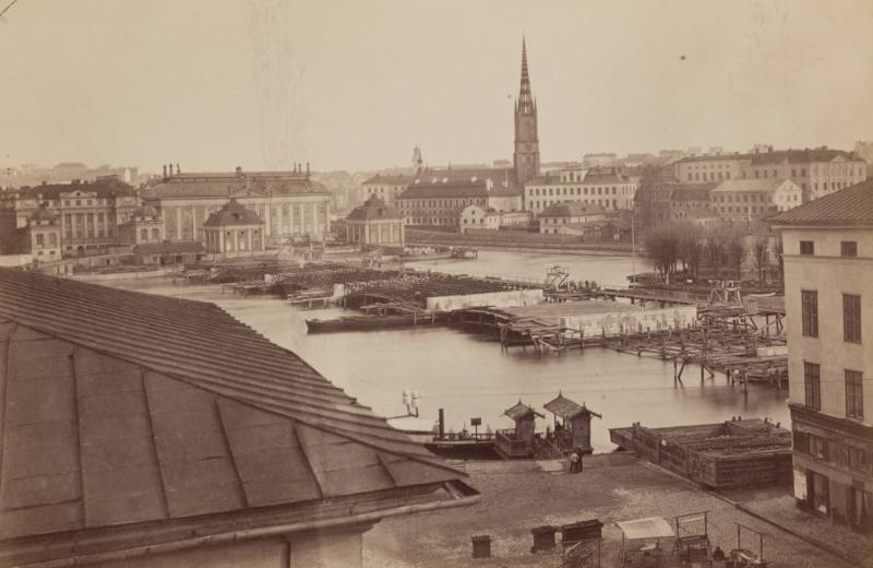 Norrström under uppförande av Vasabron från gamla Konstakademin