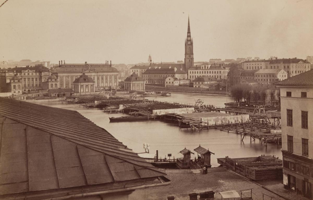 Norrström under uppförande av Vasabron från gamla Konstakademin