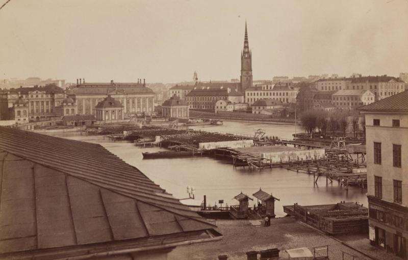 Norrström under uppförande av Vasabron från gamla Konstakademin