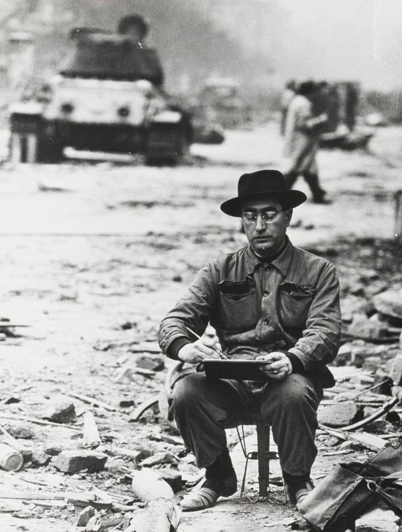 Tidningstecknare från Schweiz i Budapest. Ungernkrisen november 1956