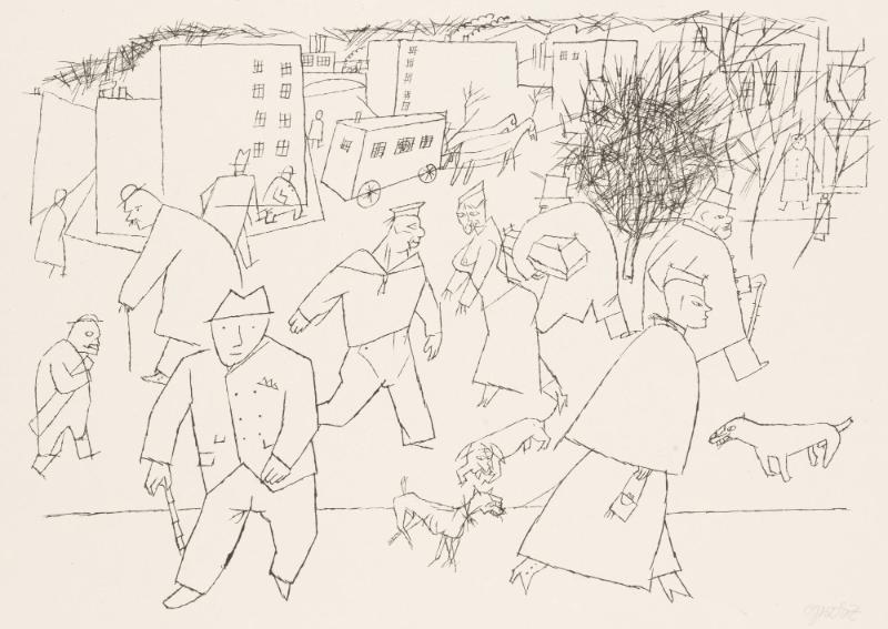 Menschen in der Strasse. Erste George Grosz-Mappe