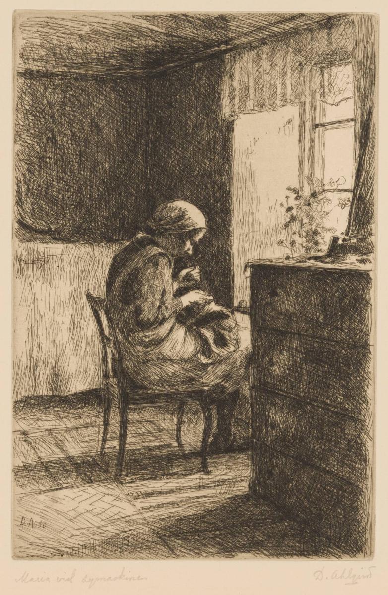 Maria vid symaskinen