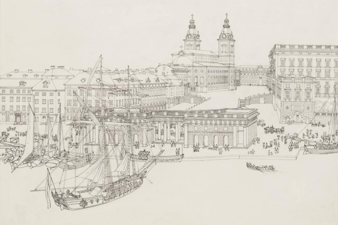 Området kring Slottsbacken, så det planerades omkr 1790