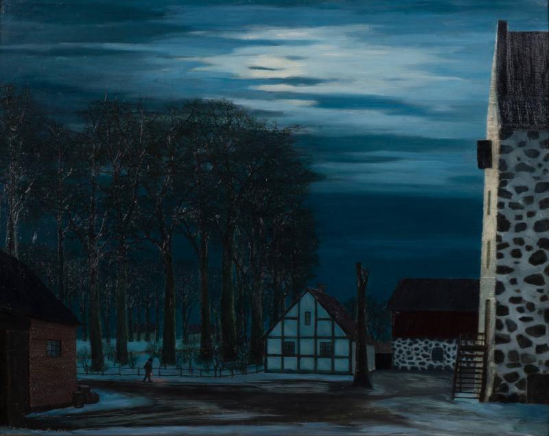 Månsken. Vinterlandskap