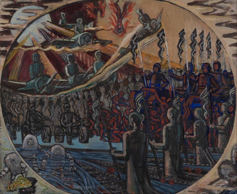 Ragnarök, skiss till fresk i Universitetsbiblioteket, Oslo