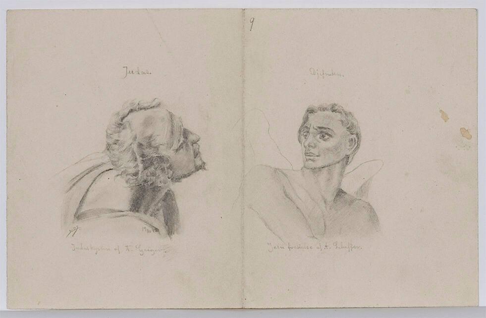 Judas, Judaskyssen av A. Geiger, Djefvulen, Jesu frestelse av A. Scheffer